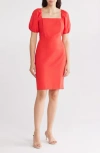 Eliza J Puff Sleeve Sheath Dress In Coral