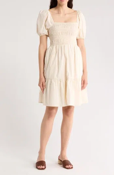 Eliza J Puff Sleeve Smocked Fit & Flare Dress