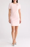 Eliza J Rhinestone Bow Short Sleeve Sheath Dress In Blush