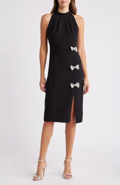 Eliza J Rhinestone Bow Sleeveless Sheath Dress In Blk