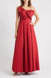 Eliza J Rhinestone Strap Bow Bodice Gown In Purple