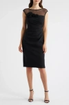 Eliza J Women's Dimensional-flower Sleeveless Scuba Dress In Black