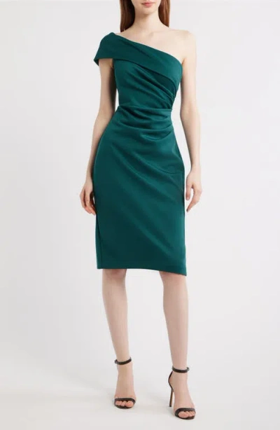 Eliza J Ruched One-shoulder Satin Cocktail Dress In Multi