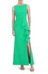 Eliza J Ruffle Front Gown In Green