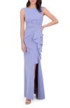 Eliza J Ruffle Front Gown In Periwinkle
