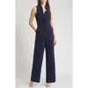 Eliza J Ruffle Neck Jumpsuit In Navy