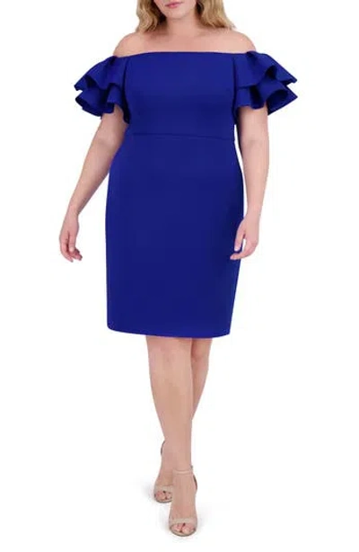 Eliza J Ruffle Off The Shoulder Sheath Dress