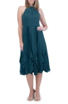 Eliza J Ruffle Pleat Halter Neck Cocktail Dress In Teal