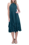 Eliza J Ruffle Pleat Halter Neck Cocktail Dress In Teal