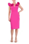 Eliza J Ruffle Shoulder Sleeveless Cocktail Dress In Lipstick