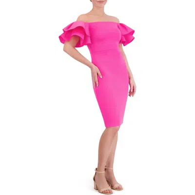 Eliza J Ruffle Sleeve Off The Shoulder Cocktail Dress In Pink