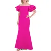 Eliza J Ruffle Sleeve Off The Shoulder Mermaid Gown