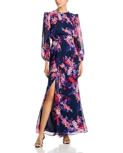 Eliza J Ruffled Long Sleeve Dress In Navy