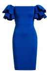 Eliza J Ruffled Off-the-shoulder Cocktail Dress In Cobalt