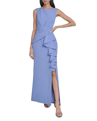 Eliza J Ruffled Sleeveless Gown In Blue