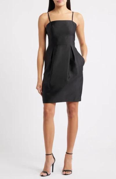 Eliza J Satin Twill Cocktail Dress In Black
