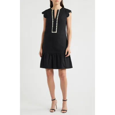 Eliza J Scallop Ruffle Hem Dress In Black