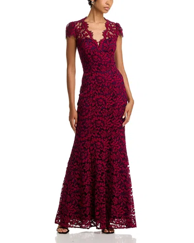 Eliza J Scalloped-edge Lace Gown In Red