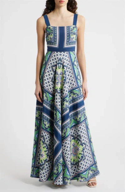 Eliza J Scarf Print Sleeveless Maxi Dress In Multi