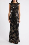Eliza J Sequin Cap Sleeve Mermaid Gown In Multi