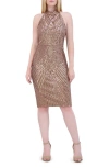 Eliza J Women's Sequined Open-back Sheath Dress In Latte