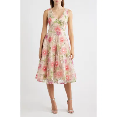 Eliza J Sequin Floral Print Sleeveless Cocktail Dress In Multi