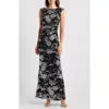 Eliza J Womens Velvet Maxi Evening Dress In Black Silver