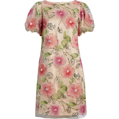 Eliza J Sequin Floral Shift Dress In Multi
