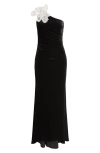 Eliza J Sequin One-shoulder Gown In Black
