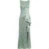 Eliza J Sequin Ruffle Sleeveless Lace Trumpet Gown