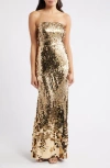 Eliza J Sequin Strapless Gown In Gold
