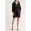 Eliza J Sequin Tiered Cocktail Dress In Black