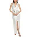 Eliza J Sequin Tuxedo Gown In White