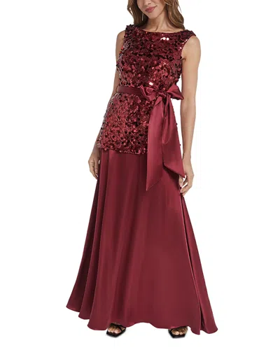 Eliza J Sequined Combo Gown In Red