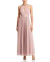 Eliza J Shimmering Cutout Halter Gown In Blush