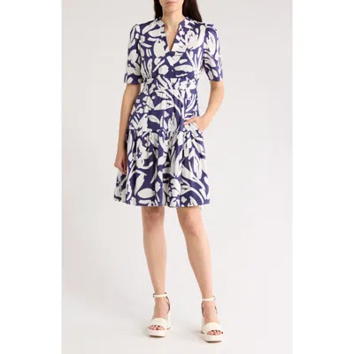 Eliza J Short Sleeve Cotton Fit & Flare Dress