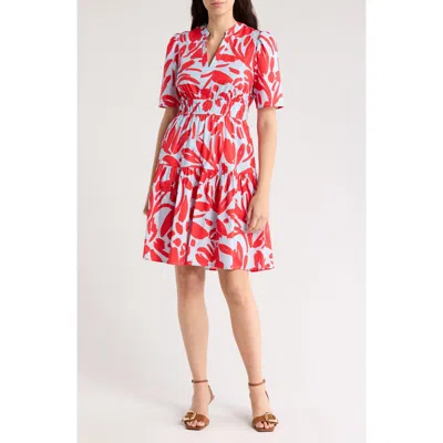Eliza J Short Sleeve Cotton Fit & Flare Dress