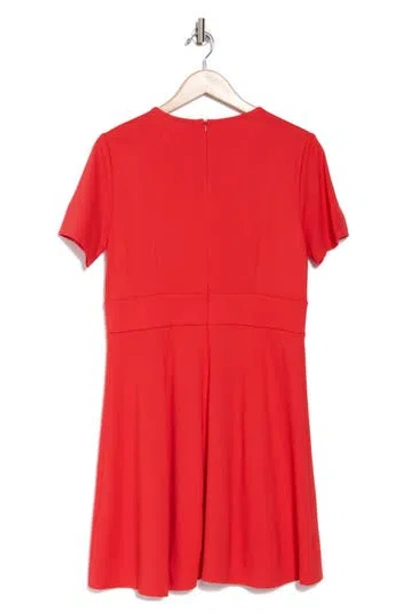Eliza J Short Sleeve Pocket Fit & Flare Dress In Poppy