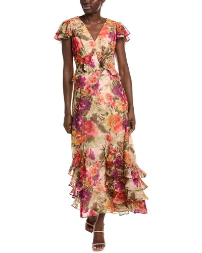Eliza J Short Sleeve Printed Maxi Dress In Purple