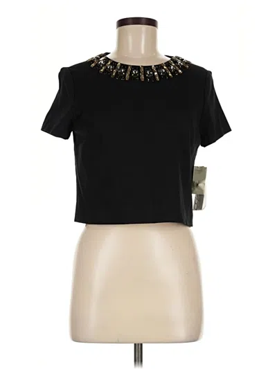 Pre-owned Eliza J Short Sleeve Top Black Keyhole Neckline Tops