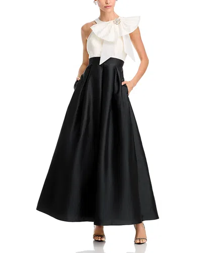 Eliza J Sleeveless Bow Trim Ball Gown In Black Ivory