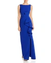 ELIZA J SLEEVELESS CASCADING-RUFFLE GOWN