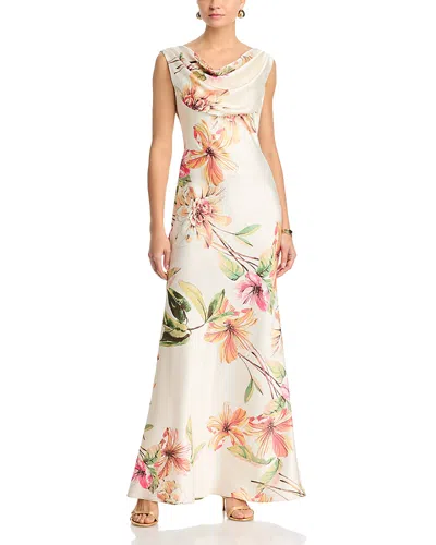 Eliza J Sleeveless Drape Neck Gown In Multi