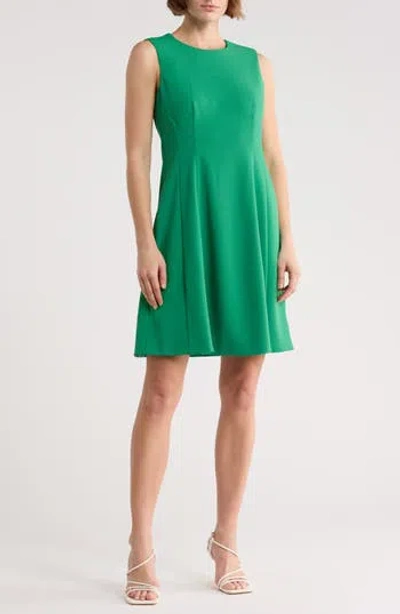 Eliza J Sleeveless Fit And Flare Dress In Green