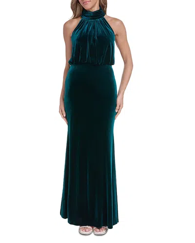 Eliza J Sleeveless Mock Neck Blouson Gown In Blue