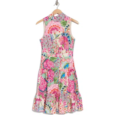 Eliza J Sleeveless Mock Neck Minidress In Pink Multi