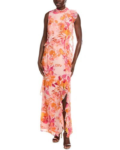 Eliza J Sleeveless Printed Maxi Dress In Orange