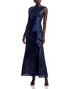 Eliza J Sleeveless Ruffle Gown In Blue