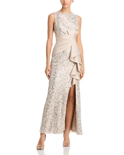 Eliza J Sleeveless Ruffle Gown In Champagne