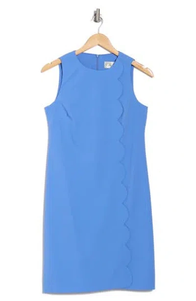 Eliza J Sleeveless Scalloped Shift Dress In Blue